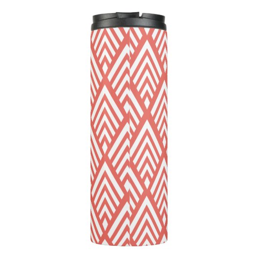 Korallenrosa und Weißer Deko Pfeile mit Anfangsbuc Thermosbecher (Rückseite)