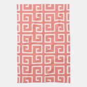 Korallenrosa und weißes geometrisches Muster Handtuch (Vertikal)