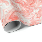 Korallenrosa und weißes, marmorähnliches Fließmust Geschenkpapier (Rolleneckpunkt)