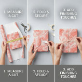 Korallenrosa und weißes, marmorähnliches Fließmust Geschenkpapier