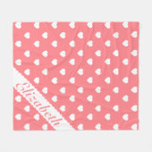 Korallenrosa und Weißherz Personalisiert Fleecedecke (Vorderseite (Horizontal))