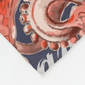 Korallenrosa Vintage Tintenfisch-Meereskreatur Fleecedecke (Ecke)