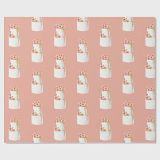 Korallenrosa Wasserfarben-Blumenkuchen-Muster Geschenkpapier