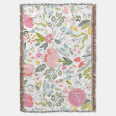 Korallenrosa Watercolor Floral Muster Name Decke (Vorderseite Vertikal)