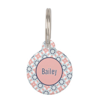 Korallenrosa Weiß Türkis und Marineblau Kaleidosko Haustiermarke