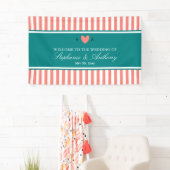 Korallenrosa, Weiße und Aquamarine Hochzeit Banner (Insitu)