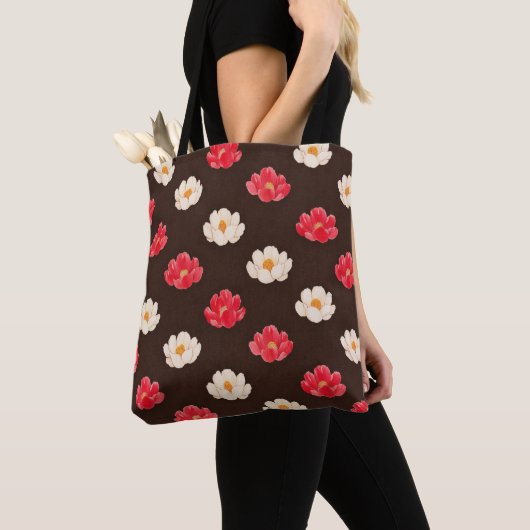 Korallenrosa weißes Blumenmuster Tasche (Von Nahem)