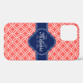 Korallenrosa Welliges Monogramm der marokkanischen Case-Mate iPhone Hülle (Rückseite (Horizontal))