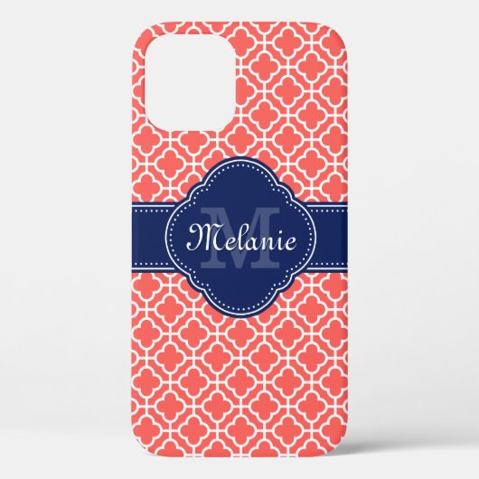 Korallenrosa Welliges Monogramm der marokkanischen Case-Mate iPhone Hülle (Rückseite)