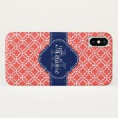 Korallenrosa Welliges Monogramm der marokkanischen Case-Mate iPhone Hülle (Rückseite (Horizontal))