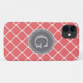 Korallenrost Lattice Muster Grau Monogram Case-Mate iPhone Hülle (Rückseite (Horizontal))