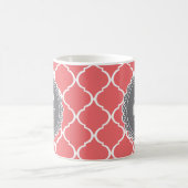 Korallenrost Lattice Muster Grau Monogram Kaffeetasse (Mittel)