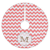 Korallenrost Monogram Zickzack Stripe initial Tree Polyester Weihnachtsbaumdecke (Vorderseite)
