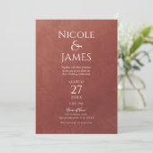 Korallenrost Orangefarbene Farbe Minimal Elegante Einladung (Stehend Vorderseite)