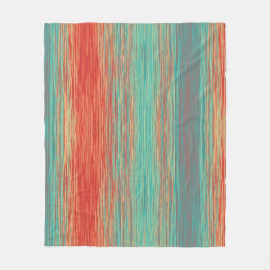 Korallenrot Aquamarin Blended Stripes Moderne Abst Fleecedecke (Vorderseite)