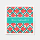 Korallenrot, Aquamarin marokkanisch #5DS Aquamarin Serviette (Vorderseite)