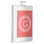 Korallenrot bis Griechischer Schlüsselrahmen Initi Flachmann (Rechts)