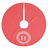 Korallenrot bis Griechischer Schlüsselrahmen Initi Polyester Weihnachtsbaumdecke (Vorderseite)