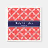 Korallenrot Extravagant Quatrefolienname Monogram Serviette (Vorderseite)