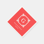 Korallenrot mit griechischem Schlüsselrahmen #2 An Serviette (Ecke)