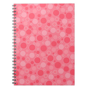 Korallenrot mit Polka-Punkten in Retro-60er Notizblock