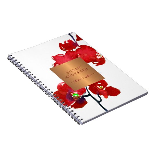 Korallenrot-orchid-elegantes Kupferlabel Notizblock (Rechte Seite)