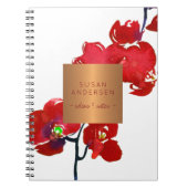 Korallenrot-orchid-elegantes Kupferlabel Notizblock (Vorderseite)