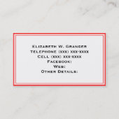 Korallenrot, Polka Dots Gelbe Bezeichnung Monogram Visitenkarte (Rückseite)