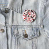 Korallenrot und Braunblumenmuster Button (Beispiel)