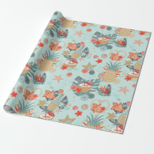 Korallenrot und Mint Beach Muster