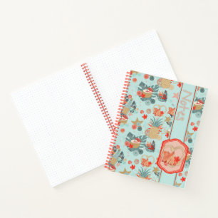 Korallenrot und Mint Beach Muster Notizblock