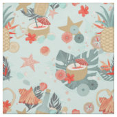 Korallenrot und Mint Beach Muster Stoff (Muster)