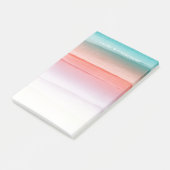 Korallenrot und Türkisblau Wasserfarbenstriche Post-it Klebezettel (angewinkelt)