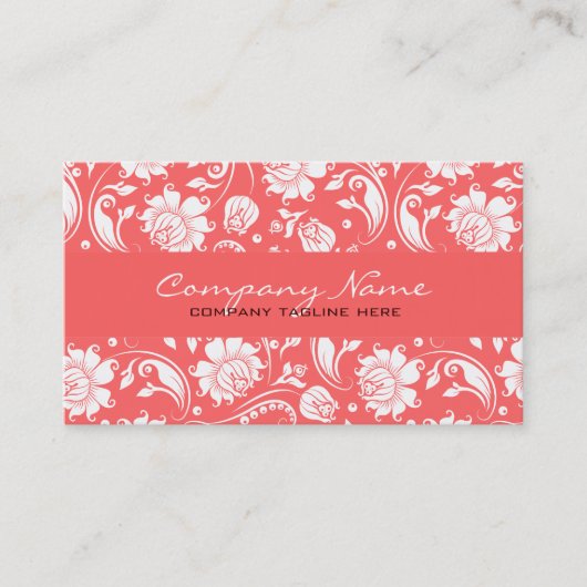 Korallenrot und Vintage Blütendampfer Visitenkarte (Vorderseite)