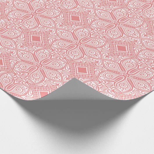 Korallenrot und Weiße Blumendekoration, türkisches Geschenkpapier (Ecke)