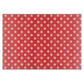 Korallenrot und Weißpolka-Punktmuster Schneidebrett (Vorderseite)