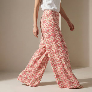 Korallenrot Weiß Boho Chic Mosaik Geometrische Fli Stoff