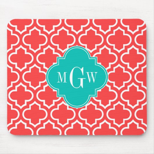 Korallenrot Welke Marokkaner Nr. 6 Monogramm für A Mousepad (Vorne)