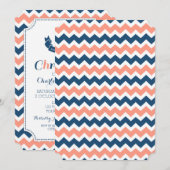 Korallenrote blaue kundenspezifische einladung (Vorne/Hinten)