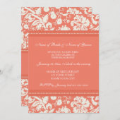 Korallenrote Damast-Verlobungs-Party Einladungen (Vorne/Hinten)