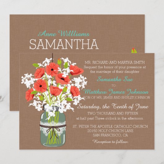 Korallenrote Einladung (Vorne/Hinten)