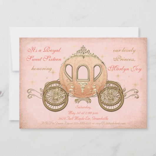 Korallenrote Einladungen Märchen-Prinzessin-Sweet (Vorderseite)