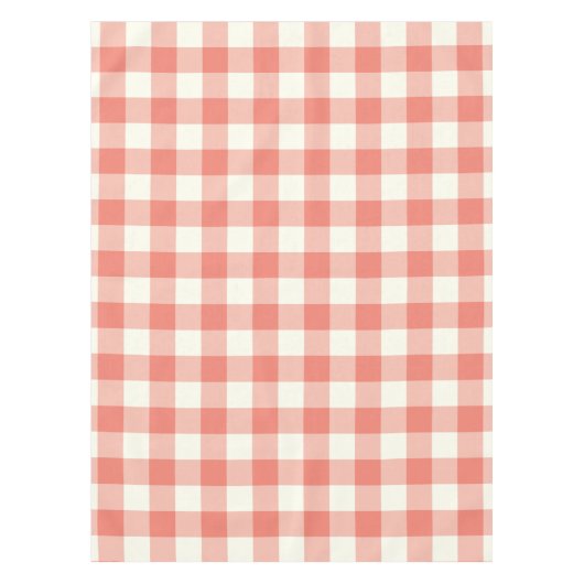 Korallenrote Gingham-/Büffel-Karo-Tischdecke Tischdecke (Vorderseite)