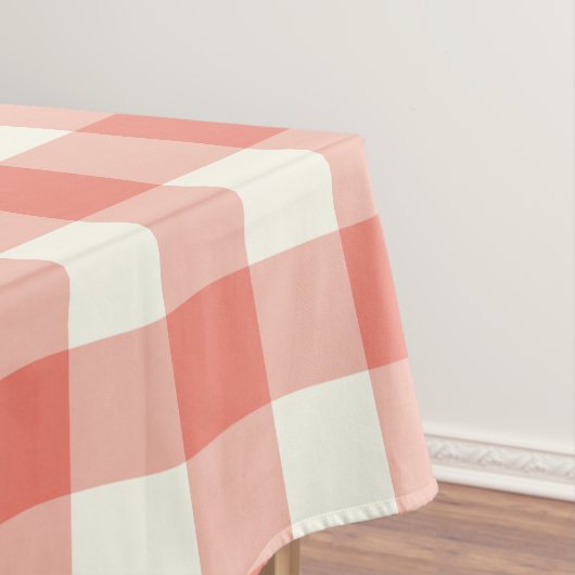 Korallenrote Gingham-/Büffel-Karo-Tischdecke Tischdecke (Beispiel)