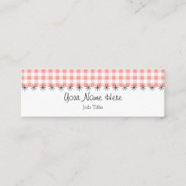 Korallenrote Ginghamstreifen-Visitenkarte dünn Mini Visitenkarte