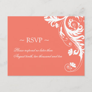 Korallenrote Hochzeits-Antwort-Karten RSVP Karte