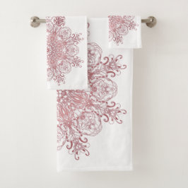 korallenrote mit BlumenMandala der barocken Art Badhandtuch Set