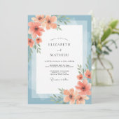 Korallenrote Mohn-Hochzeit Einladung (Stehend Vorderseite)