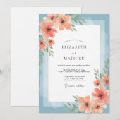 Korallenrote Mohn-Hochzeit Einladung (Vorne/Hinten)