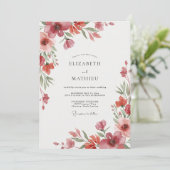 Korallenrote Mohn-Hochzeit Einladung (Stehend Vorderseite)